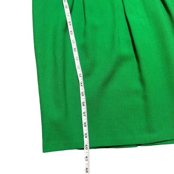 Guy Laroche RARE Vintage 1980’s Couture Green Wool Crepe Tulip Cocktail Dress - Picture 11 of 13